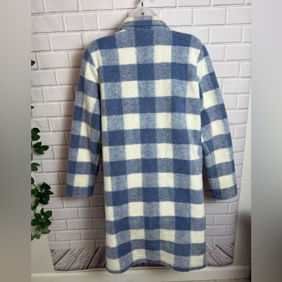 Tahari Blue and White Teddy wool Jacket with Classic Check Pattern/S - Picture 7 of 11